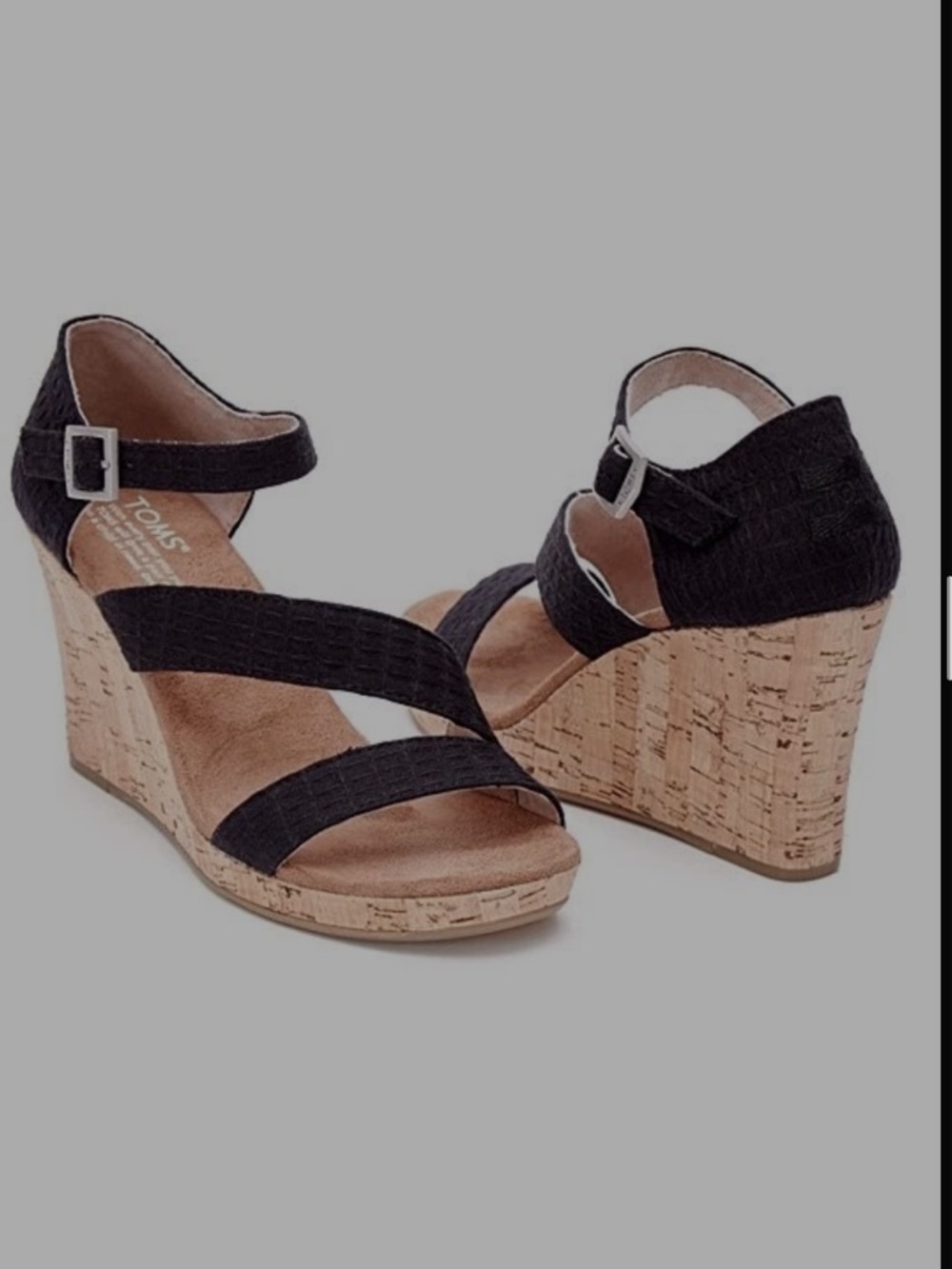 Toms Clarissa Cork Wedge Sandals with Ankle Strap